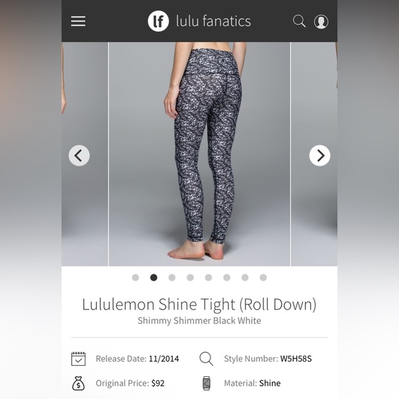 Lululemon Shine Tight Roll Down in Shimmy Shimmer Black White Women’s Size 6 - Picture 2 of 10